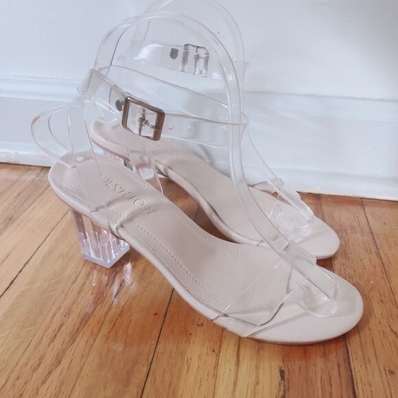 Jelly PVC Transparent Strappy Sandal Open Toed Heeled Shoes - Picture 5 of 8